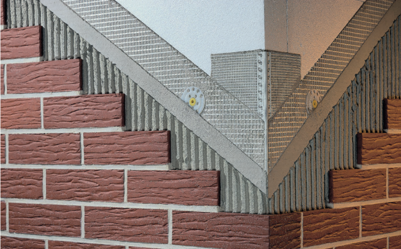 Укладка декоративного облицовочного камня с применением наружного утепления фасада 